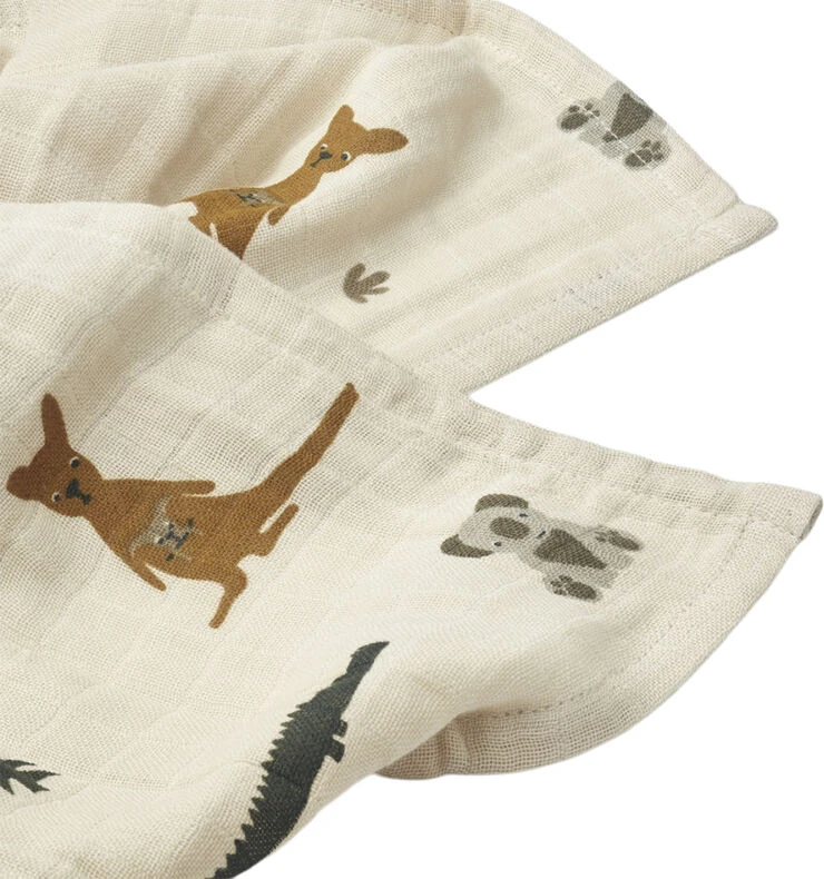 Liewood Lewis Muslin Cloth 2-pack Aussie/sea Shell Mix 4 Liewood Lewis Muslin Cloth 2-pack Aussie/sea Shell Mix - Billede 2