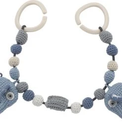 Sebra Hæklet Barnevognskæde, Elefanten Fanto, Powder Blue
