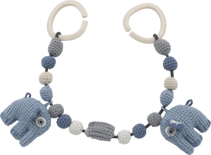 Sebra Hæklet Barnevognskæde, Elefanten Fanto, Powder Blue 3 Sebra Hæklet Barnevognskæde, Elefanten Fanto, Powder Blue