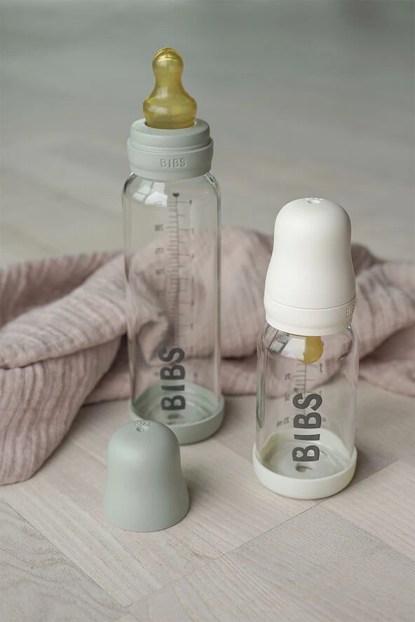 BIBS Baby Glass Bottle Complete Set Latex 110ml Ivory Ivory 4 BIBS Baby Glass Bottle Complete Set Latex 110ml Ivory Ivory - Billede 2