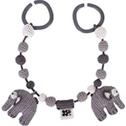 Sebra Hæklet Barnevognskæde, Elefanten Fanto, Classic Grey