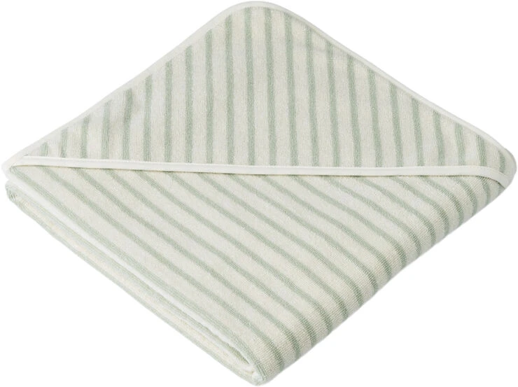 Liewood Louie Hooded Towel Yarn Dyed Y/D Stripe: Dusty Mint/creme De La Creme 3 Liewood Louie Hooded Towel Yarn Dyed Y/D Stripe: Dusty Mint/creme De La Creme