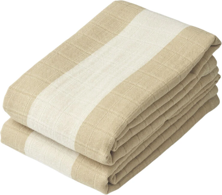 Liewood Lewis Muslin Cloth 2-pack Stripe: Safari/sandy 3 Liewood Lewis Muslin Cloth 2-pack Stripe: Safari/sandy