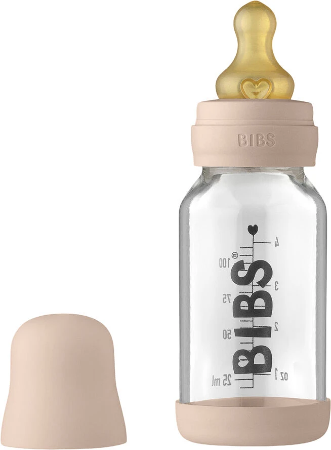 BIBS Baby Glass Bottle Complete Set Latex 110ml Blush Blush 3 BIBS Baby Glass Bottle Complete Set Latex 110ml Blush Blush
