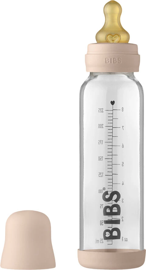 BIBS Baby Glass Bottle Complete Set Latex 225ml Blush Blush 3 BIBS Baby Glass Bottle Complete Set Latex 225ml Blush Blush