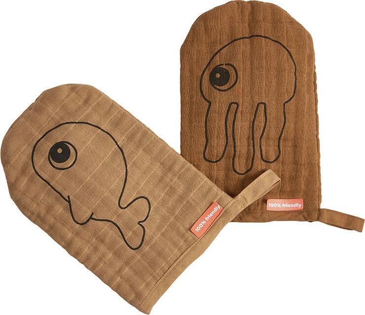 Done By Deer Vaskeklud, Sea Friends, 2 Stk Mustard 3 Done By Deer Vaskeklud, Sea Friends, 2 Stk Mustard