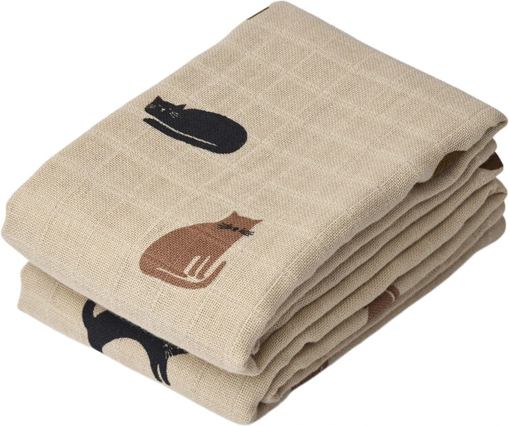 Liewood Lewis Muslin Cloth 2-pack Miauw / Apple Blossom Mix 3 Liewood Lewis Muslin Cloth 2-pack Miauw / Apple Blossom Mix