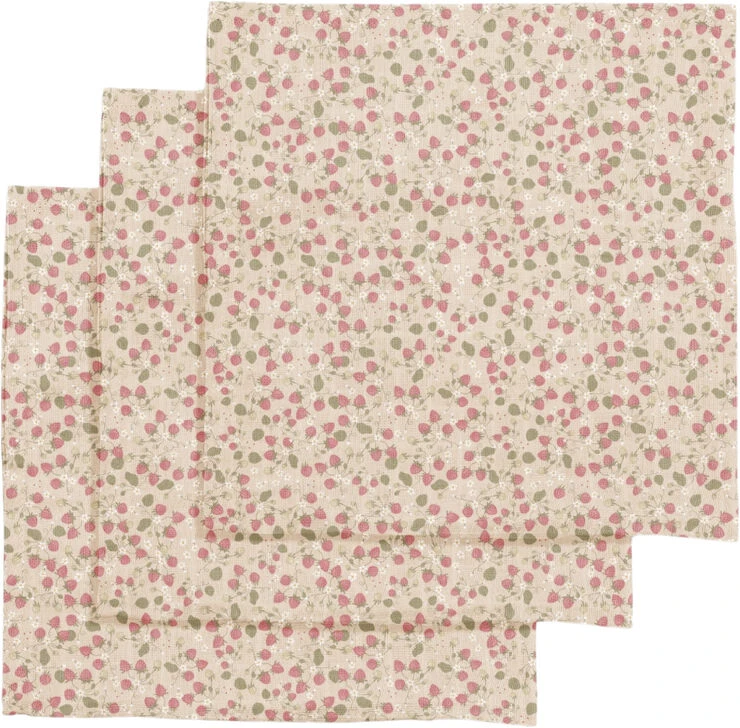 Konges Sløjd 3 PACK MUSLIN CLOTH STRAWBERRY FIELDS 3 Konges Sløjd 3 PACK MUSLIN CLOTH STRAWBERRY FIELDS