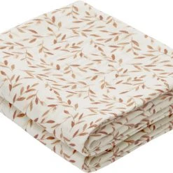 Cam Cam Copenhagen Muslin Cloth, Printed - GOTS - 2 PACK CARAMEL LEAVES