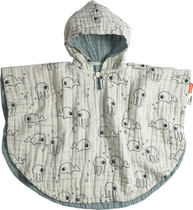 Done By Deer Bade Poncho, Sea Friends Blå 3 Done By Deer Bade Poncho, Sea Friends Blå