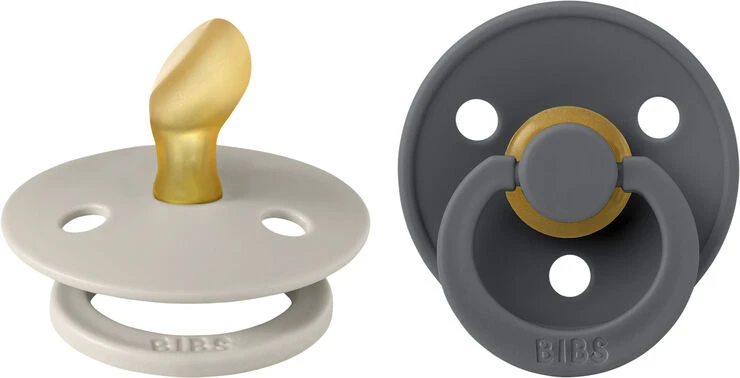 BIBS Colour 2 PACK Latex Size 1 Anatomical Sand/Iron Sand/Iron 3 BIBS Colour 2 PACK Latex Size 1 Anatomical Sand/Iron Sand/Iron