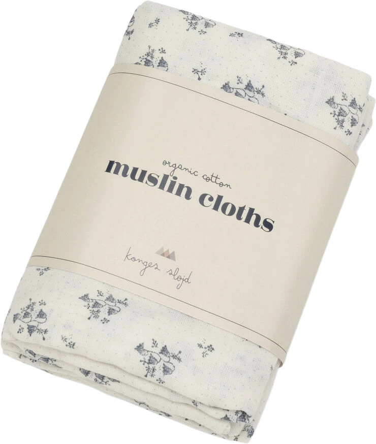Konges Sløjd 3 PACK MUSLIN CLOTH CLOCHETTE BLEUE 4 Konges Sløjd 3 PACK MUSLIN CLOTH CLOCHETTE BLEUE - Billede 2