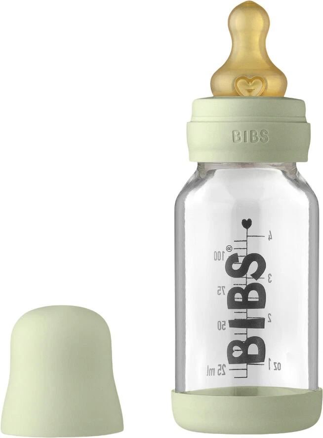BIBS Baby Glass Bottle Complete Set Latex 110ml Sage Sage 3 BIBS Baby Glass Bottle Complete Set Latex 110ml Sage Sage