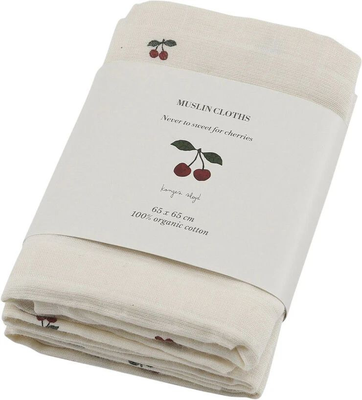 Konges Sløjd 3 PACK MUSLIN CLOTH CHERRY 2 Konges Sløjd 3 PACK MUSLIN CLOTH CHERRY