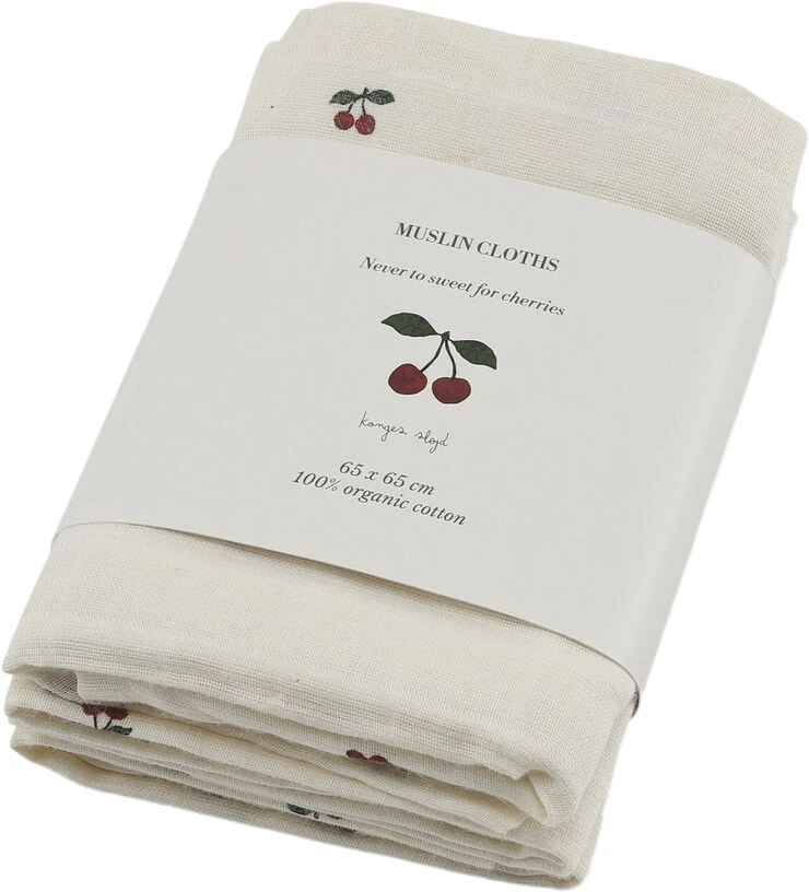 Konges Sløjd 3 PACK MUSLIN CLOTH CHERRY 3 Konges Sløjd 3 PACK MUSLIN CLOTH CHERRY - Billede 2