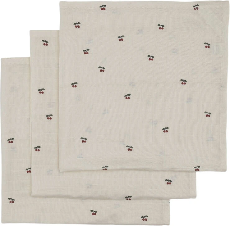 Konges Sløjd 3 PACK MUSLIN CLOTH CHERRY 4 Konges Sløjd 3 PACK MUSLIN CLOTH CHERRY - Billede 3