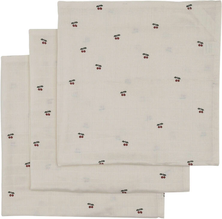 Konges Sløjd 3 PACK MUSLIN CLOTH CHERRY 5 Konges Sløjd 3 PACK MUSLIN CLOTH CHERRY - Billede 4