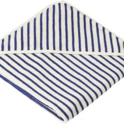 Liewood Louie Hooded Towel Yarn Dyed Y/D Stripe: Surf Blue/Creme De La Creme