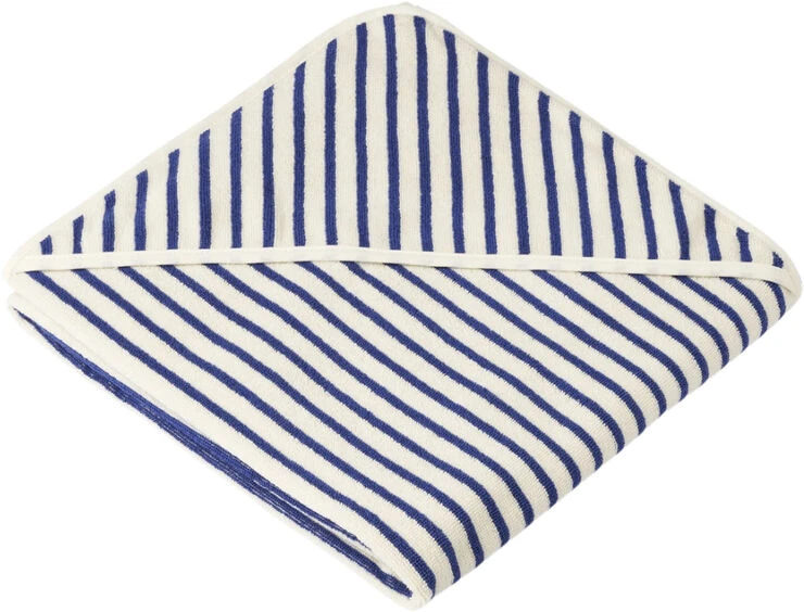 Liewood Louie Hooded Towel Yarn Dyed Y/D Stripe: Surf Blue/Creme De La Creme 3 Liewood Louie Hooded Towel Yarn Dyed Y/D Stripe: Surf Blue/Creme De La Creme