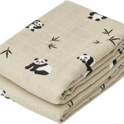 Liewood Lewis Muslin Cloth 2-pack Panda Play / Sea Shell Mix