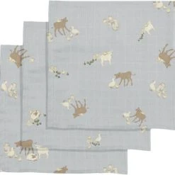 Konges Sløjd 3 PACK MUSLIN CLOTH FARM BLUE