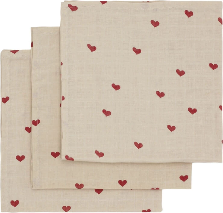 Konges Sløjd 3 PACK MUSLIN CLOTH GOTS AMOUR ROUGE 4 Konges Sløjd 3 PACK MUSLIN CLOTH GOTS AMOUR ROUGE - Billede 2